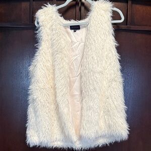 Skies Are Blue White Faux Fur Vest